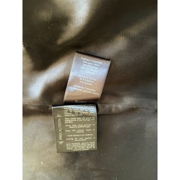 Mackage Wool Cashmere Coat Black Belted Double Breasted Jacket Size S $1195 - Picture 11 of 13